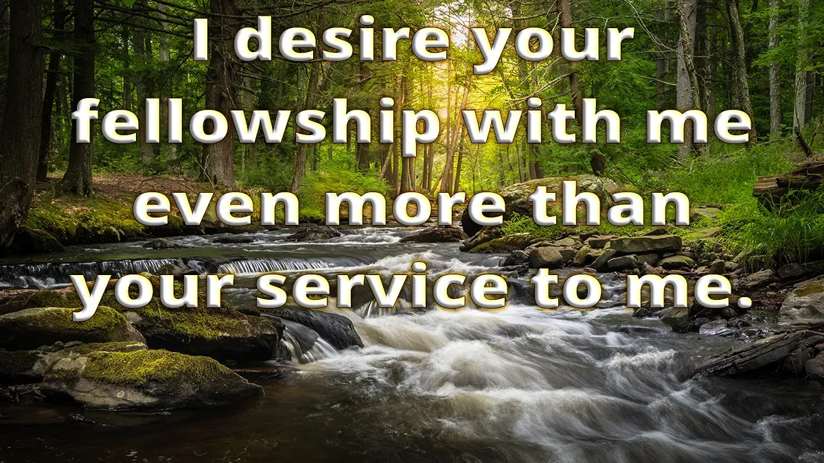 Forrest stream image, I desire your fellowship with me even more than your service to me.