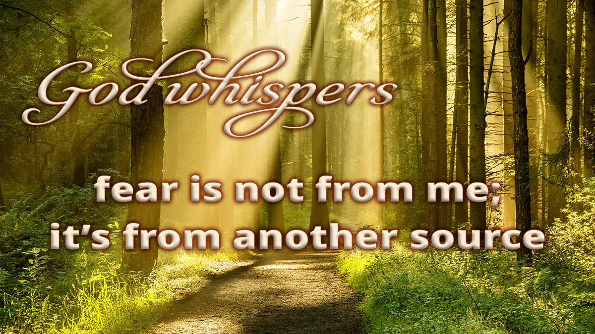 Forrest path image, God Whispers fear is not from me; it's from another source.