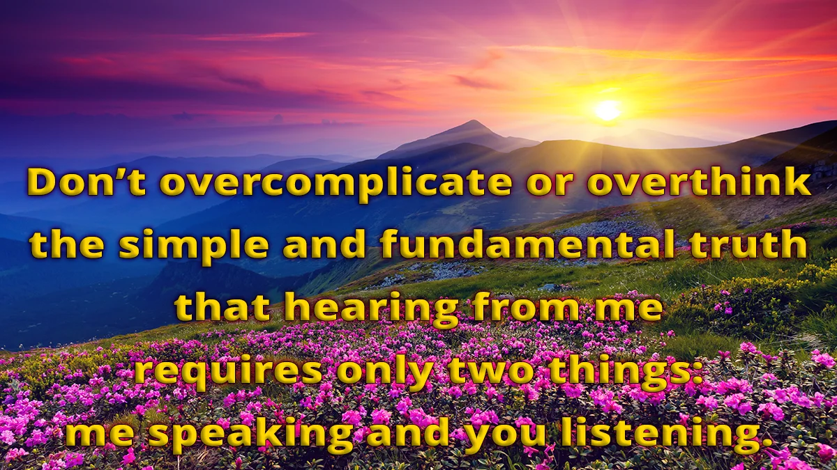 Mountain flowers at sunset image, Don't overcomplicate or overthink the simple and fundamental truth that hearing from me requires only two things: me speaking and you listening.